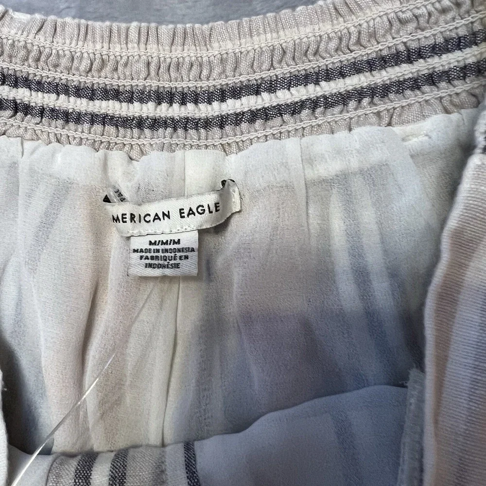 American Eagle Striped Shorts Womens Medium High Rise Casual‎ Cuffed
